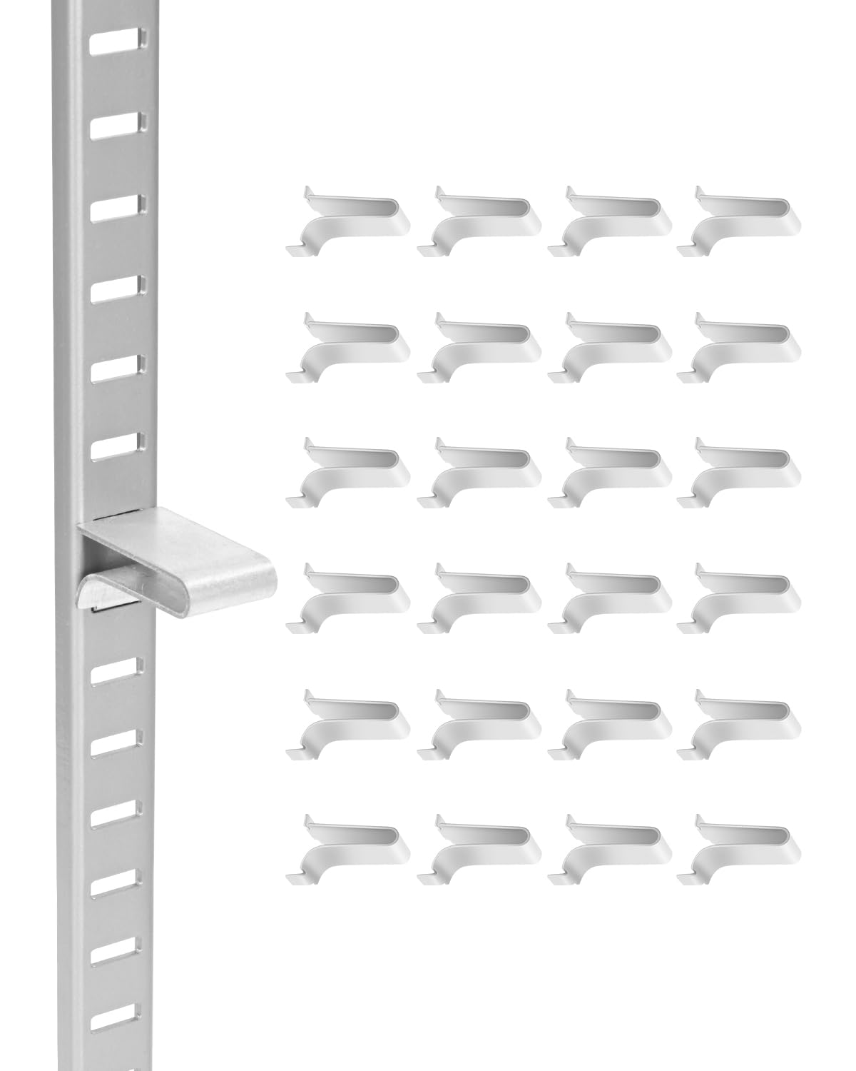 vevor shelf clips 40 pack adjustable steel pilaster shelf clips support for metal wood glass shelves compatible with wardrobes cabinets bookcases shoe racks and display racks silver