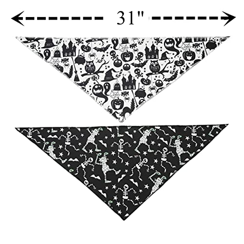 Halloween bandana for dogs, 2 pack white and black halloween dog scarf large 3 Halloween bandana for dogs, 2 pack white and black halloween dog scarf large - image 4