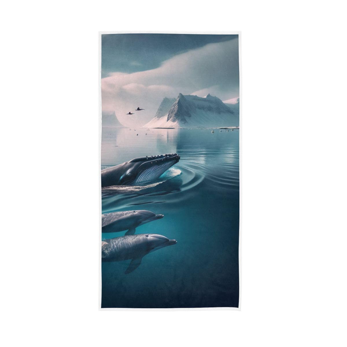 LSRCPD Glacier and Sea Hand Towel, 15 x 30 Inches, Soft Highly Absorbent Towels for Bathroom Gym Shower