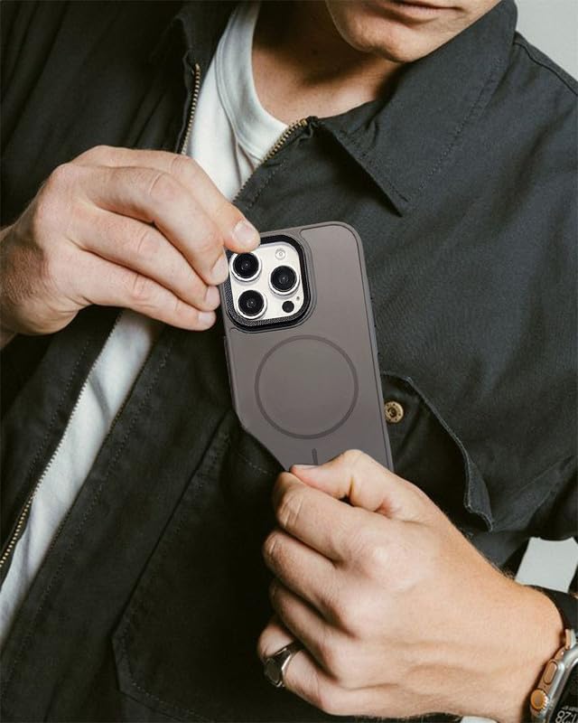 Image of ZR009 for iPhone 15 Pro Back Case Cover | Magnetic | Spiral Camera Protection Silicone Case - White