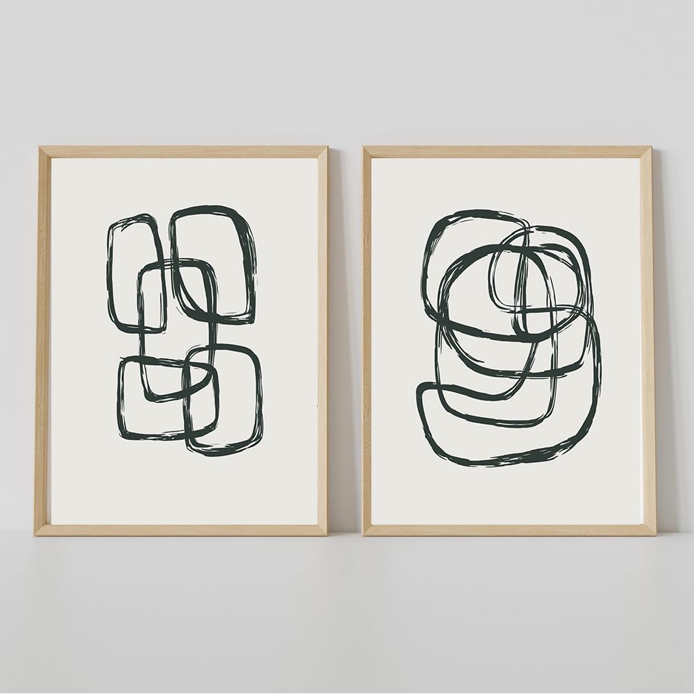 Wuhbcz Multicolored Canvas Paints,Modern Abstract Black Line Drawing Art Print Pictures Minimalist Wall Art Canvas Painting Poster Bedroom Office Home Decor Artwork-50 * 70Cm*2Pcs (No Frame)