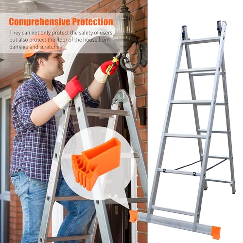 4 Stücke rutschfeste Leiterfüße, rutschfeste Leiterfußabdeckung, Schutzkappen für Leiterfüße Für Heimarbeiter Klappleiter(Orange)