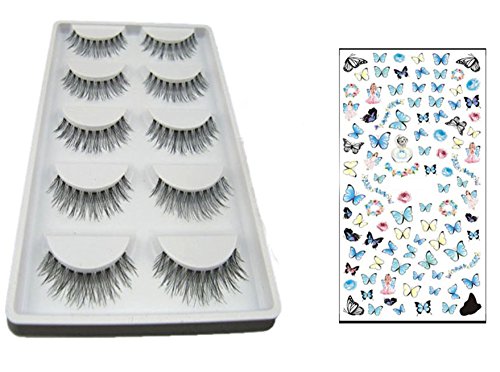 Preisvergleich Produktbild Bluelans® 5 Paar Schwarz Quer Lange Künstliche Falsche Wimpern Weiche Eyelashes Wimpernverlängerung Party Make-up