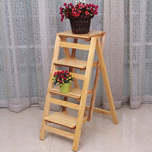 Support de fleur à 4 niveaux en bois avec échelle pliante pour le balcon