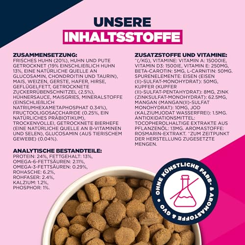 Eukanuba Hundefutter Trocken mit frischem Huhn für große Rassen, Premium Trockenfutter für ausgewachsene Hunde, 3 kg