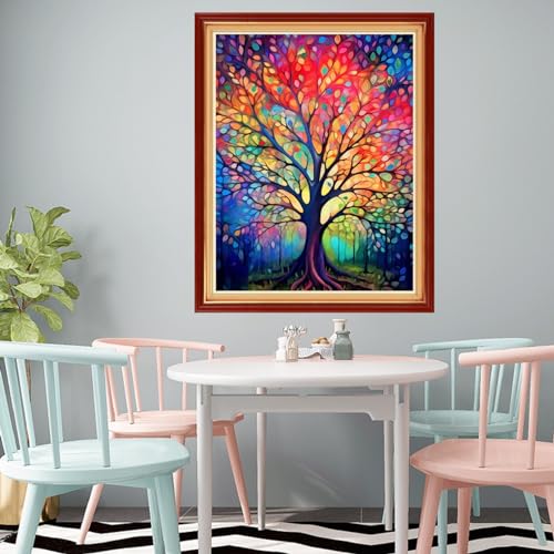 Image of Redxing Stamped Cross Stitch Kits Full Range of Embroidery Starter Kits- Needlepoint Counted Cross Stitch Kits for Beginner Adults 11CT Printed Embroidery Kit-Noctilucent Tree 16x20 inch