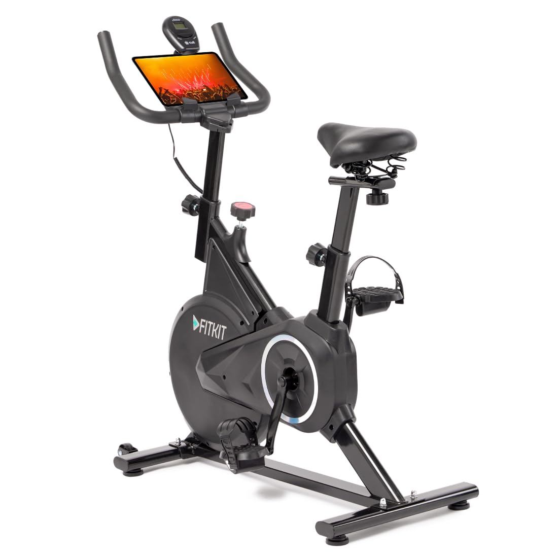 Fitkit by Cult FK7001 Spin Bike with 6Kg Flywheel, LED screen, Adjustable Brake Pad Resistance with Belt Drive System for Fitness at Home Workouts|Max Weight : 110 kg (Black)