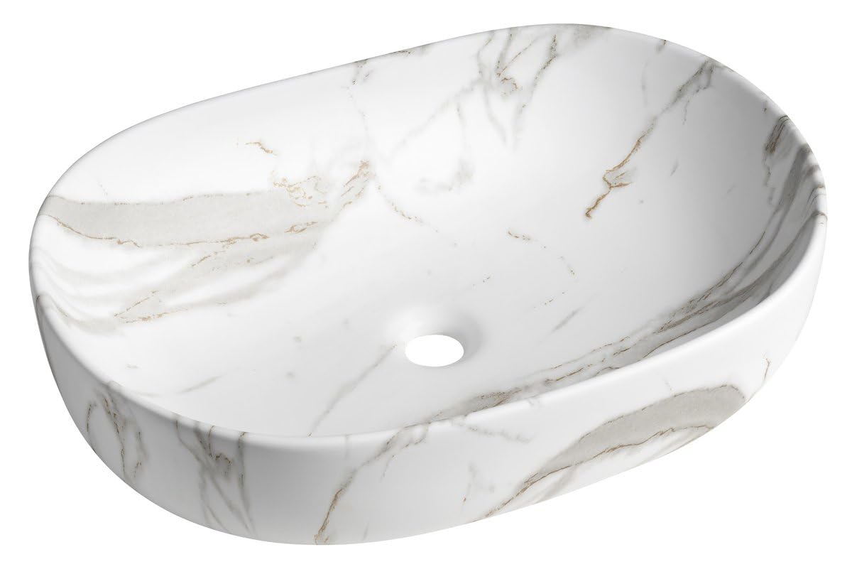 Sapho CALEO Keramik-Waschbecken zum Aufsetzen, 60x42cm, Bianco carrara