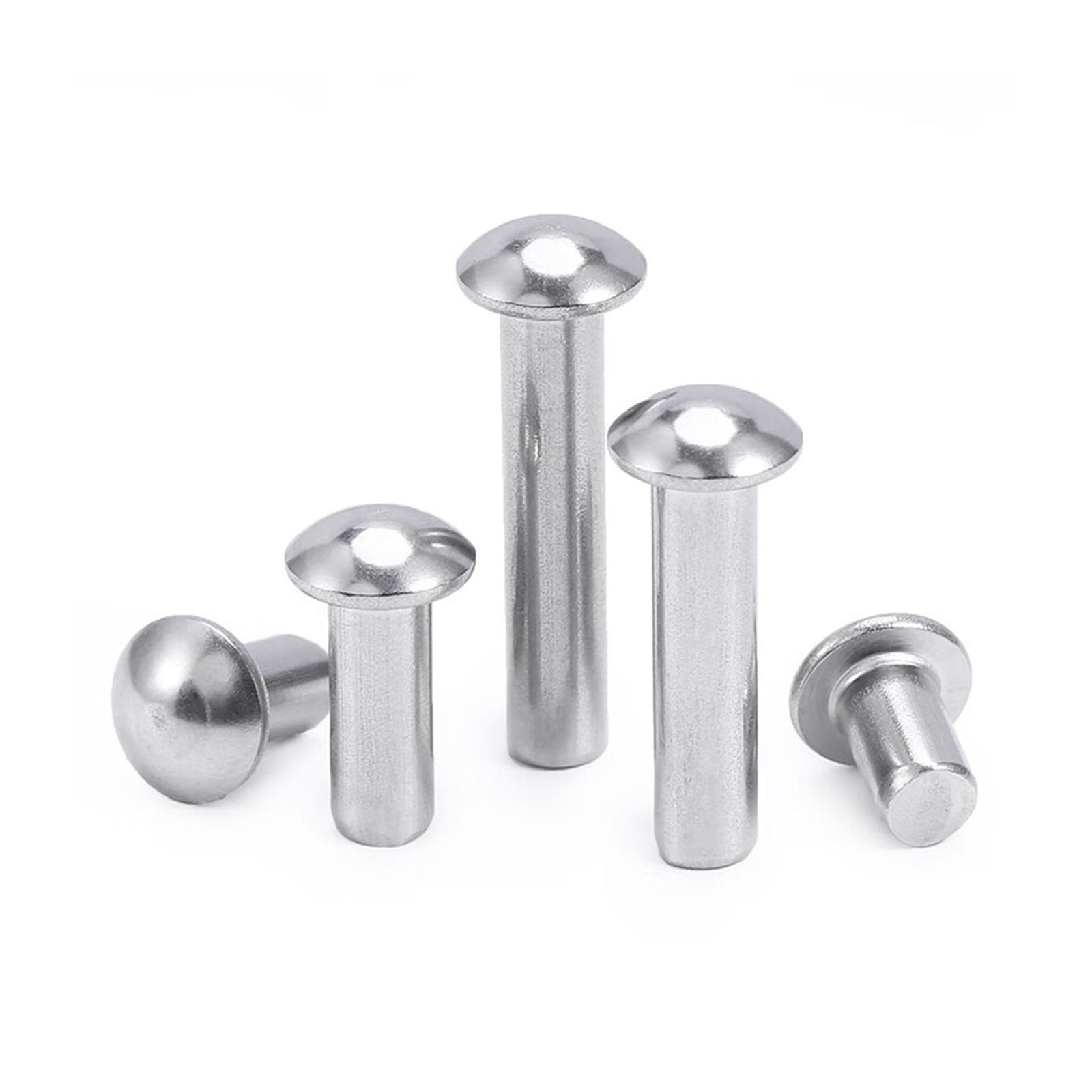 100 Pièces Rivets Massifs M3X45mm, Acier Inox Rivets Solides Tête Bombée