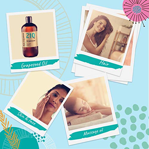 Naissance Grapeseed Oil 16 Fl Oz Pure & Natural, Vegan, Hexane Free, Non Gmo - Ideal For Aromatherapy And As A Massage Base Oil - Natural Moisturizer And Conditioner For Hair & Skin #TOP5