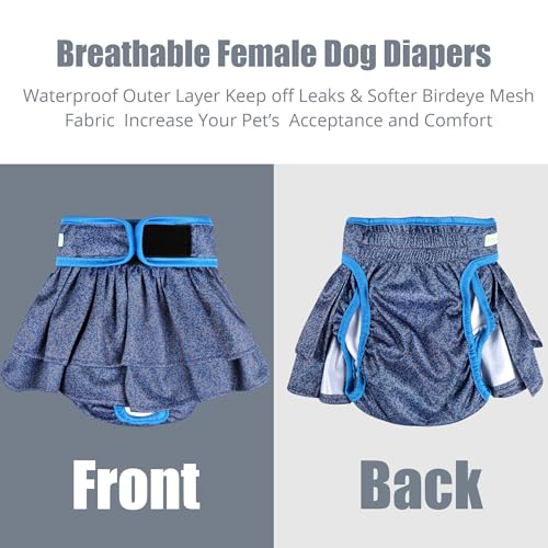 Image of wegreeco Dog Diapers Female (3 Pack), Highly Absorbent Dog Diapers for Female Dogs Washable in Heat, Incontinence, or Excitable Urination (Jeans, Large)