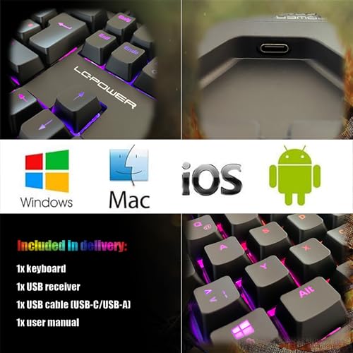 LC-POWER Clavier de Jeu Mécanique Clavier Gamer avec Layout TKL et éclairage RGB, LC-KEY-MECH-2-RGB-C-W – Image 5