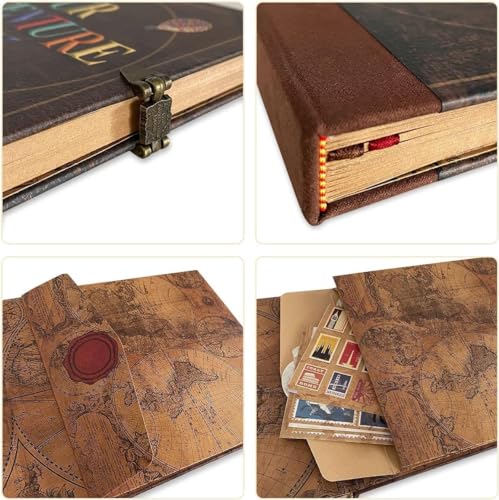 Libro de Aventuras DIY de 148 páginas, Álbum de Recortes con Cubierta de Cuero Estampado – Ideal para Recuerdos, Aniversario, Boda, Regalo para Mejor Amigo y Toma de Notas – Inspirado en la Saga 'Up' (Libro-Aventura) miniatura 7