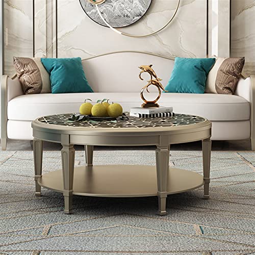 Beistelltisch, Glas-Couchtisch, runder Holzschnitzerei-Hohl-Teetisch, kleiner Wohnungstisch, leichter luxuriöser moderner Teetisch, kleiner Couchtisch, Couchtisch (Farbe: B, Größe: 120 x 120 x 48 cm) – Bild 5