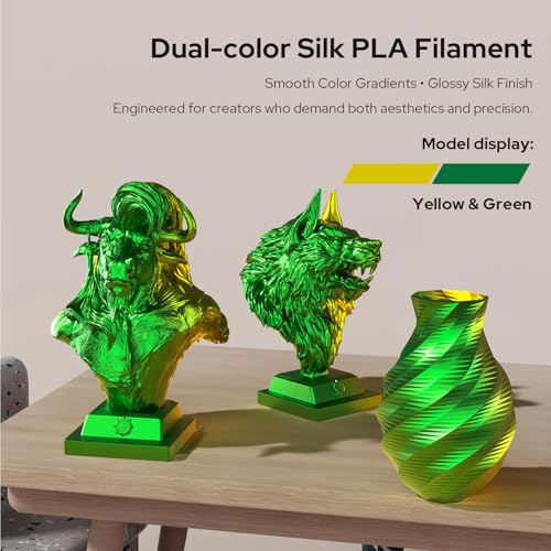 Image of PLA Filament 1.75mm, Metallic Yellow-Green Gradient PLA, Dual-Color Christmas Filament ±0.02mm Accuracy, 3D Printer Filament for Christmas Decor,Cosplay,DIY,1KG(2.2lbs) Spool
