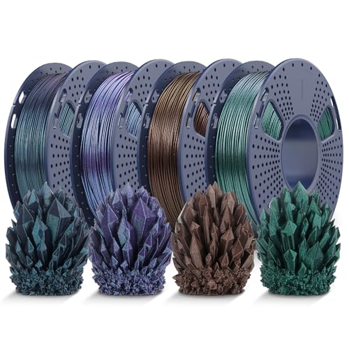 Image of JAYO Galaxy PLA 3D Printer Filament 1.75mm, Glitter Sparkle PLA Colorful Twinkling, 250g Spool, 4 Rolls, 1kg, Galaxy Green, Black, Purple, Brown for FDM Printer