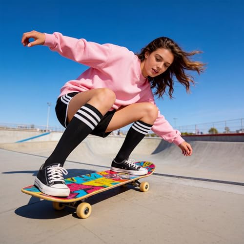 Image of American Trends Womens Athletic Knee High Socks Outdoor Sport Thigh High Stockings Casual Stripes Tube Socks