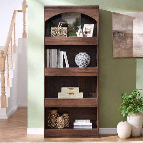 IFBUY Arched Bookshelf w/Secret Magnetic Compartment, Arch Bookcase with Pull-Out