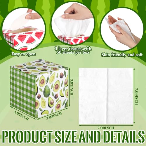 Image of Fourluoo 12 Pack Fruit Facial Tissues Cube Face Boxes 600 Sheets 3 Ply | Small Square Tissues Bulk for Spring Summer Car Bedroom Desktop Supplies, Disposable Face Tissue, Fruit Patterns