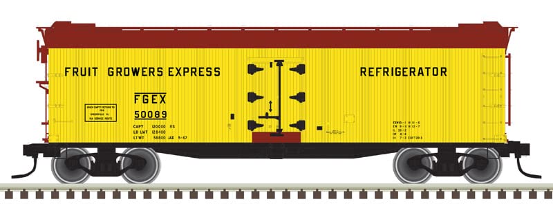 Atlas O Scale 40' Rebuilt Wood Reefer (2-Rail) Fruit Growers Express/FGE #50089