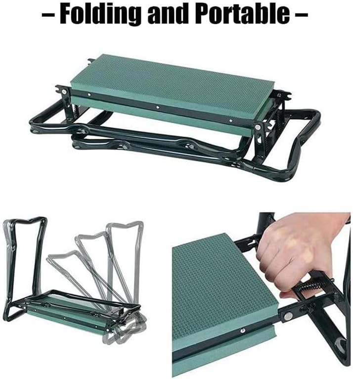 Garden Kneeler with Handles,2-in-1 Soft Foam Kneeling Pad, Portable Kneeler Seat With Two Sides Removable Tool Pouch,Folding Padded Garden Kneeler,Lightweight Gardening Stool Bench for Gardening