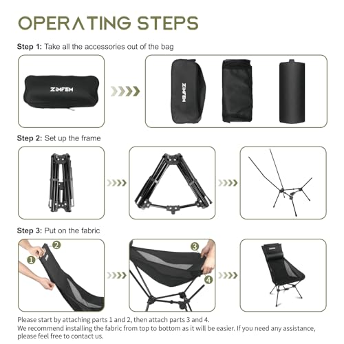 Zimfem CC168-BLACK Camping Chairs, Portable Camping Chair thumb #4