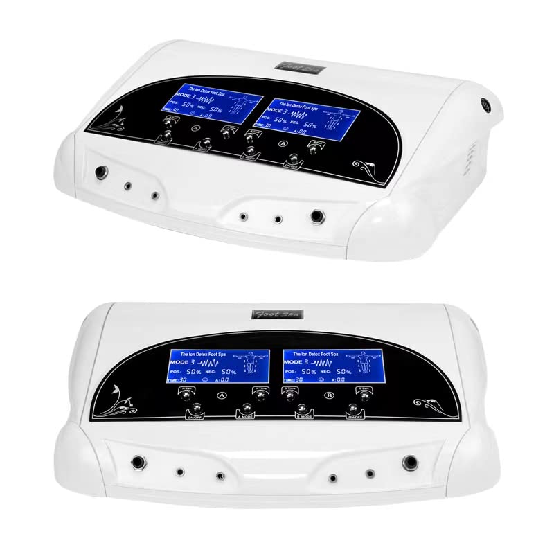 Hydrogalvanotherapie-Gerät für Detox-Fußbad, Dual Mode Ion Cleanser Set für 2 Personen mit Infrarot-Bambusgürtel & Zubehör, Spulen-Klinkenstecker – Marke am Ende