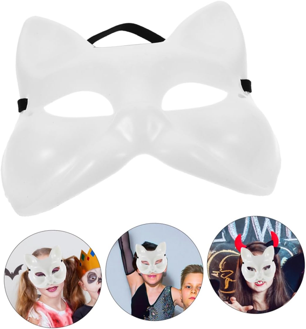 PRETYZOOM Paintable Fox Mask Blank White Animal Mask for Cosplay Masquerade Craft Projects for Halloween Themed Parties Unleash Your Creativity