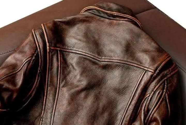 Men's Casual Vintage Genuine Real Brown Cowhide Aviator Military Biker Classic Coat Slim Fashion Fit Leather Jacket 5