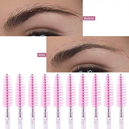 Image of Tbestmax 100 Disposable Eyelash Brush Mascara Wands Spoolies for Eye Lashes Extension Eyebrow and Makeup Pink