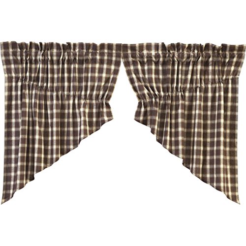 VHC-Brands-Rustic-Lodge-Farmhouse-Kitchen-Window-Curtains-Rory-Prairie-Swag-Pair-36x36x18-Chocolate-Brown VHC Brands Rustic Lodge Farmhouse Kitchen Window Curtains Rory Prairie Swag Pair 36x36x18 Chocolate Brown