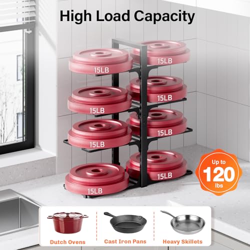 Image of MUDEELA Pots and Pans Organizer under Cabinet 20.8 inch Height, Heavy Duty Adjustable Pot Pan Organizers inside Cabinet, 8-Tier Kitchen Cabinet Organizers and Storage for Big Stockpots, Heavy Cookware