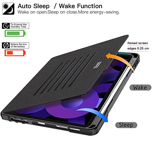 Ztotopcases Ipad Air 5Th Generation Case 2022 / Ipad Air Case 4Th Generation 2020 10.9 Inch, Multi-Viewing Angles Tpu Magnetic Protective Cover With Auto Wake/Sleep & Pencil Holder, Black #TOP5