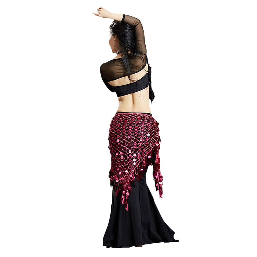 Belly Dance Skirts Wrap Sequins Dangling Waist Chain Mermaid Hip Scarf Dancer Costume Triangle Waist Jewelry
