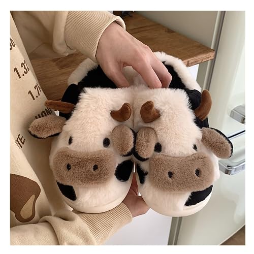 Cow Fuzzy Slippers Cute Slippers Soft Plush Animal Slippers Warm House Slippers4