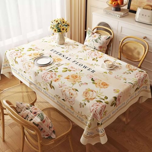 Fansu Mantel Hule Mesa Rectangular Exterior, Estilo Europeo Manteles Impermeables Antimanchas Plastico PVC Mantel Mesa Jardin para Picnic Cocina Comedor (Rosa B,140x180cm)