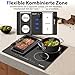 Cooksir Induktionskochfeld 4 Platten mit Stecker, Kochfeld Autark, Einbau 59cm, 3500W, Kombizone für Grill, Slider-Touch-Steuerung, Schwarze Keramikglasplatte, 220V, 50Hz, 16A Steckerdose