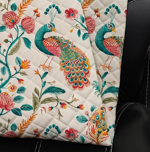 Image of Decorian Premium Soft Quilted Velvet Sofa Cover Mat, Sofa Seat Runner for Couch (Peacock, L Shape 7 (4+3) Seater)