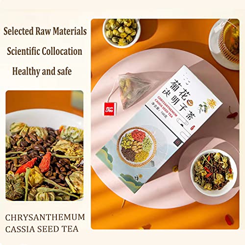 Chrysanthemum Cassia Seeds Tea Bags (8Gx20 Bags In 1 Box), Sweet-Scented Osmanthus, Burdock Root, Honeysuckle, Chinese Wolf-Berry, 6 Herbs Mixed Floral Tea Bags #TOP2