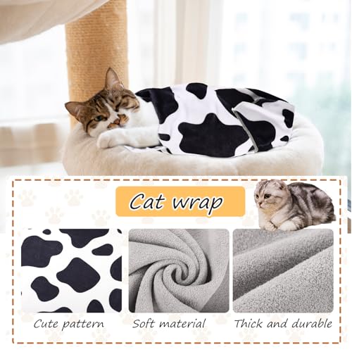 Image of Cat Wrap for Grooming, Cute Pattern Strong Self-Adhesive Anti-Scratch Adherent Cat Wrap Multifunctional Swaddle Wraps Grooming Wrap Cat Restraint for Cutting Nail Clipping Practical Cat Supplies