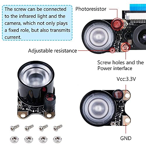 For Raspberry Pi, Infrared Night Vision Ir Camera With Acrylic Holder Case, Adjustable-Focus Webcam For Pi 4/Pi 3 B+/Pi 3, Suit For Home Security Monitors, Diy, 3D Printer #TOP2
