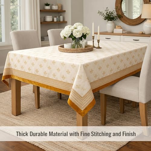 Image of STITCHNEST 'Tavola Luxe Series' Dining Table Cover 54x78 Inches | 4 Seater - 6 Seater Rectangular Dining Table Cover | Premium Fabric, Washable & Colour Fast
