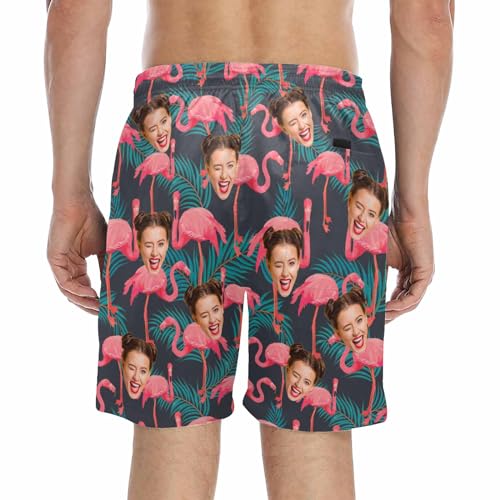 Custom Face Swim Trunks Men Personalized Funny Photo Print Tropical Flower Swim Trunks Shorts Birthday Gifts for Him2