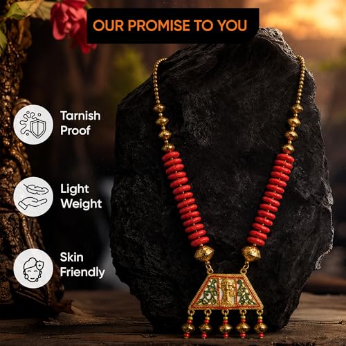 Image of AAKRITI ART CREATIONS Handcrafted Tribal & Wooden Necklace Collection | Dhokra, Ethnic, Brass & Artistic Designs | Royal, Boho & Nomadic-Inspired Statement Jewelry for Women