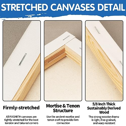 Image of FIXSMITH Stretched White Blank Canvas - 36x48 Inch, 2 Pack,Primed Large Canvas,100% Cotton,5 /8 Inch Profile of Super Value Pack for Acrylics,Oils & Other Painting Media