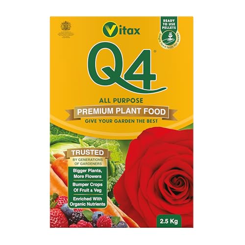 Vitax Q4 All Purpose Plant Food Fertiliser Enriched With Organic Nutrients More Flowers Bigger Yields Slow Release - 2.5 Kg