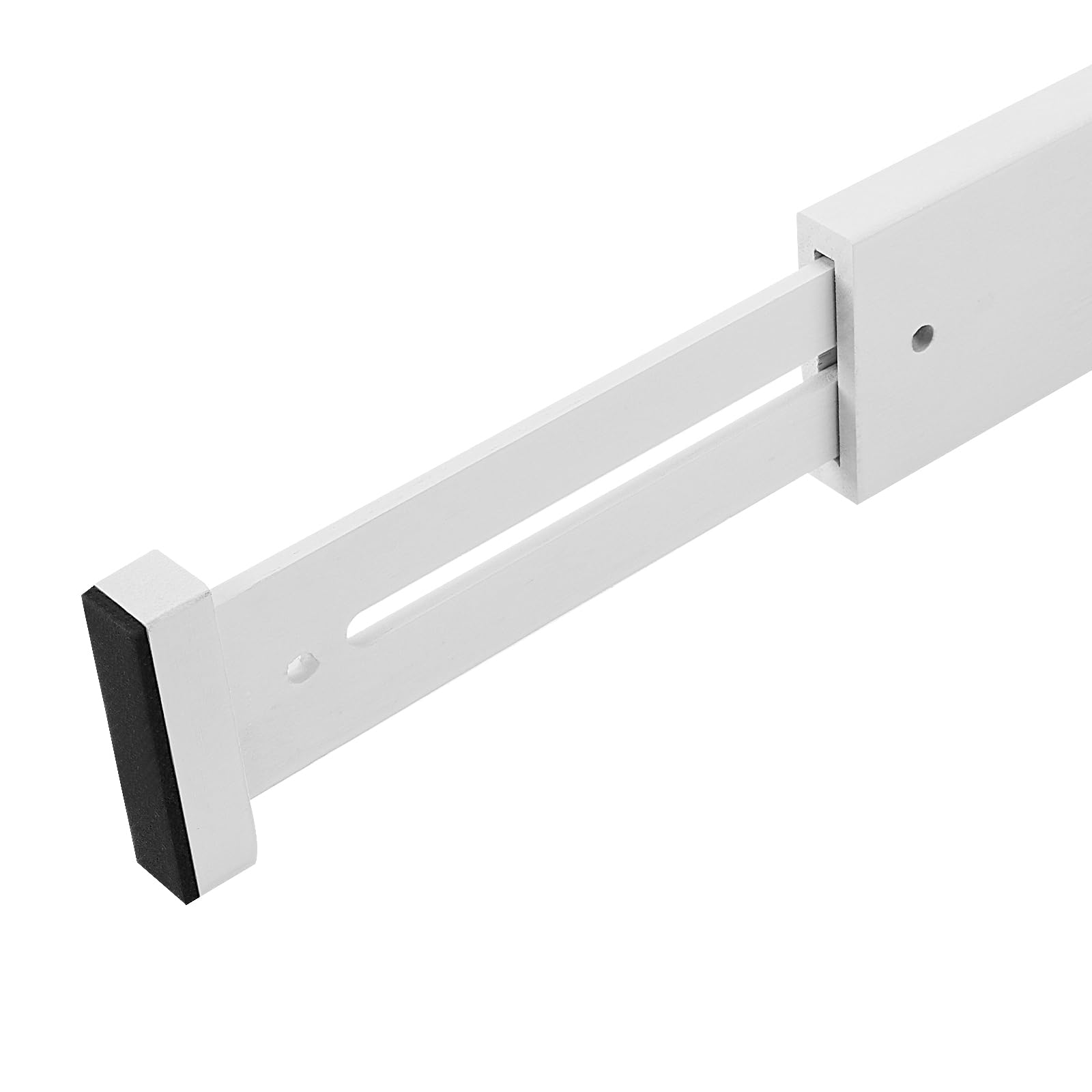 SINJEUN 6-częściowy zestaw rozdzielaczy do szuflad, regulowane, białe, 43-56 cm, drewniane, bambusowe, organizer do szuflad, do kuchni, łazienki, sypialni