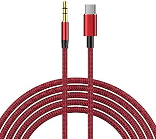 MLTRA Type USB c to 3.5mm Jack Aux Cable USB C Car Converter Speaker Headphone Audio Splitter Adapter for Samsung S20 S10 Huawei P30 P20 (Red)