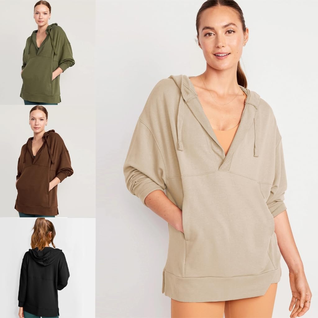 Bluzy z kapturem dla kobiet, damskie bluzy z kapturem bluzy ze sznurkiem kieszeń bluza z kapturem odzież wierzchnia prążkowana bluza z kapturem luźne topy z długim rękawem morelowe