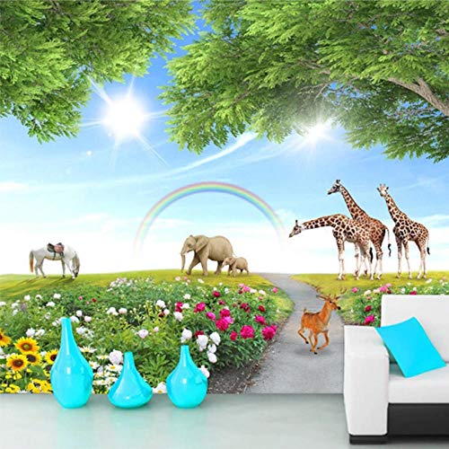 Fond décoration de la maison papier peint 3D girafe stéréo - 4
